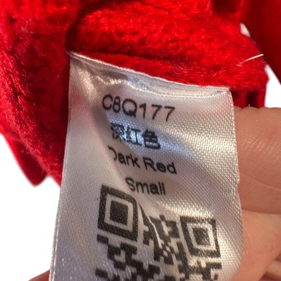 Womens Size Small Red Knit Sweater With Textured Heart Pattern Long Sleeves - Picture 6 of 6